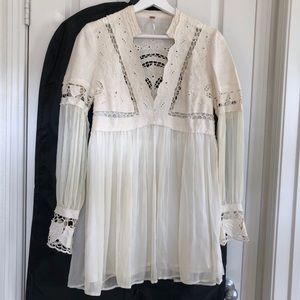 FREE PEOPLE Embroidered Ivory Dress